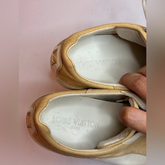 Louis Vuitton Athletic Sneakers Women’s Beige/White Canvas/Leather Size 38.5 - Picture 5 of 12